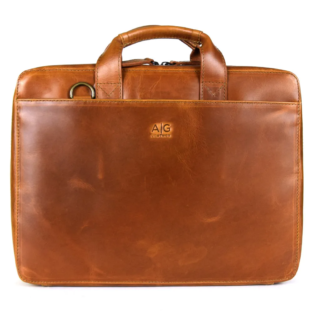 Colorado Organizer Portfolio in Cognac color - glossy finish repellent wather protection - LAST UNIT - FINAL SALE - no exchange