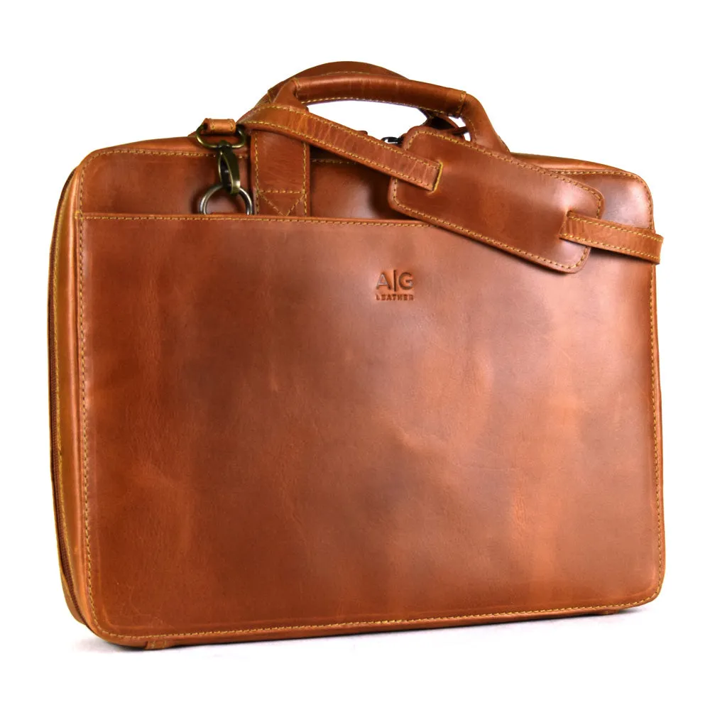 Colorado Organizer Portfolio in Cognac color - glossy finish repellent wather protection - LAST UNIT - FINAL SALE - no exchange