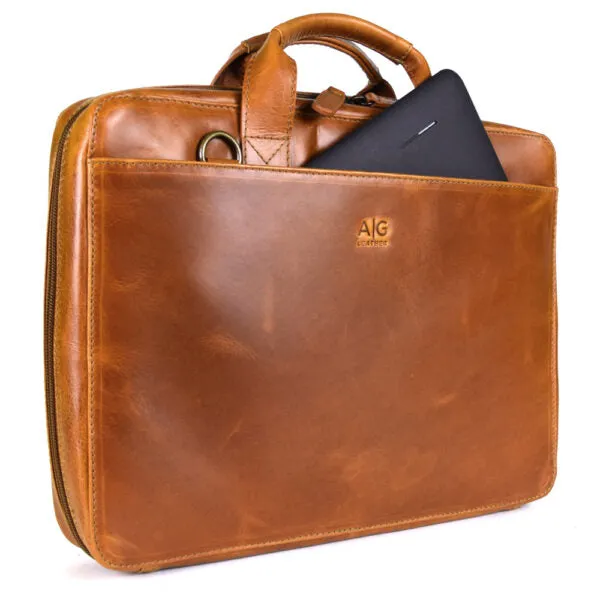 Colorado Organizer Portfolio in Cognac color - glossy finish repellent wather protection - LAST UNIT - FINAL SALE - no exchange