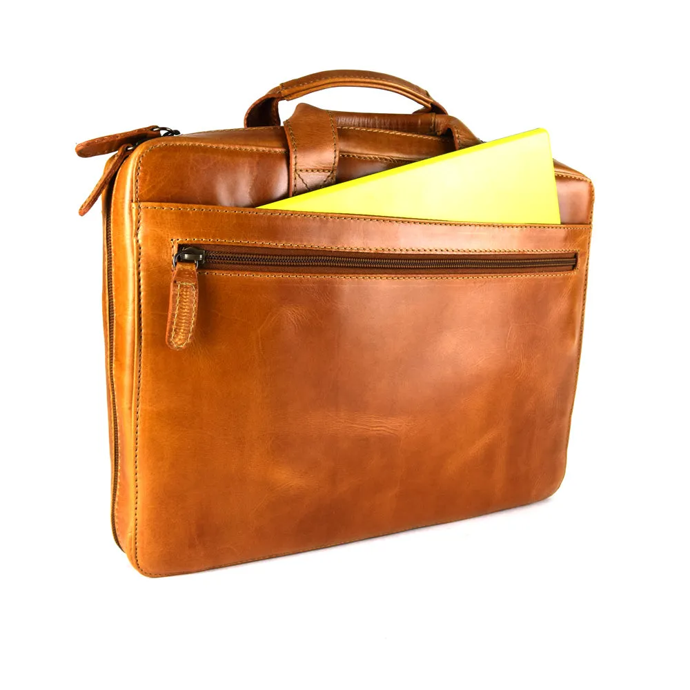 Colorado Organizer Portfolio in Cognac color - glossy finish repellent wather protection - LAST UNIT - FINAL SALE - no exchange