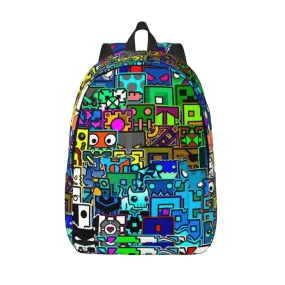 Cool Geometry Dash Cube Backpack for Gamers