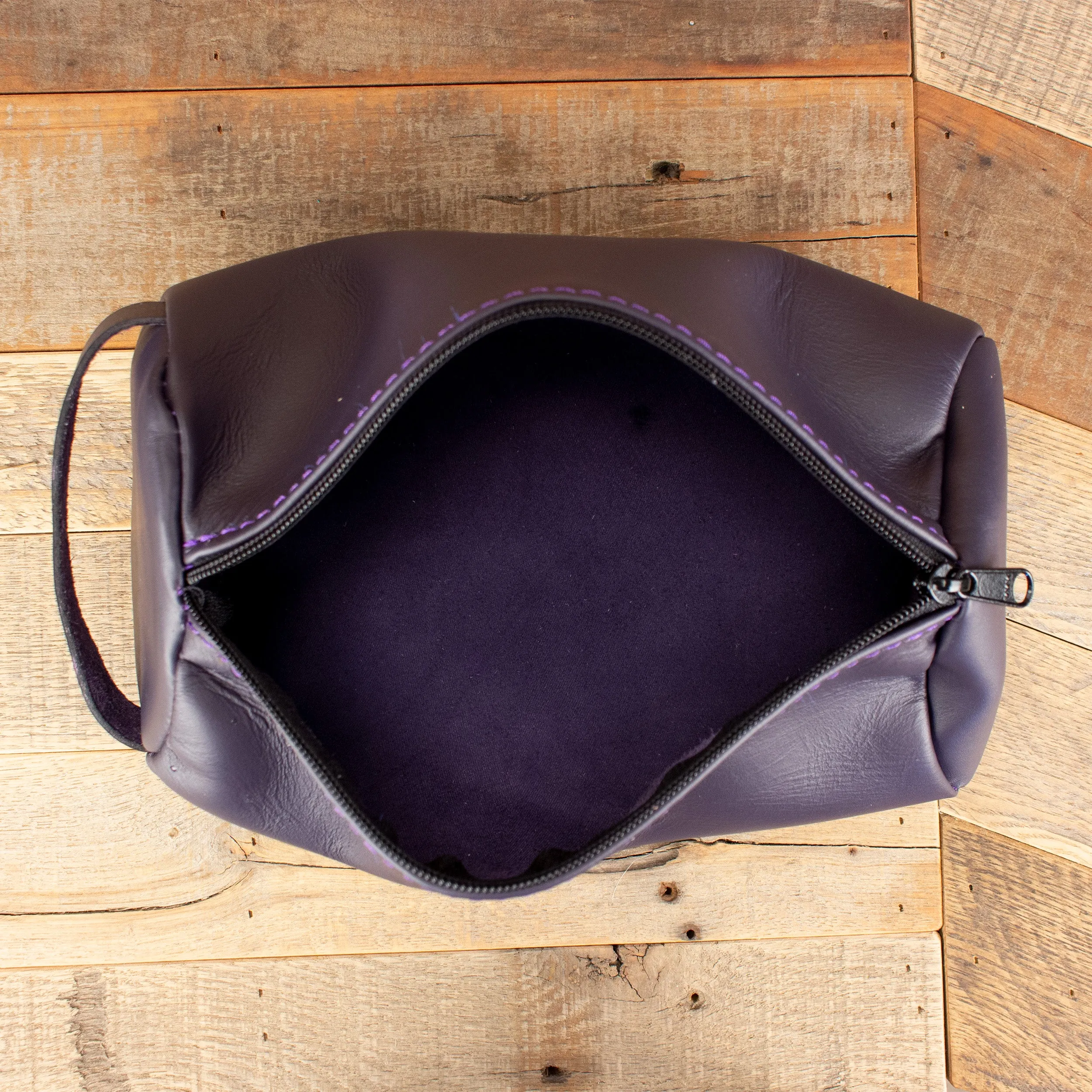 Cowhide Purple Toiletry Bag