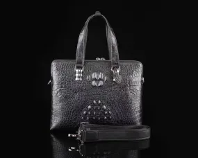 Crocodile Skin Leather Business Tote Briefcase Bag