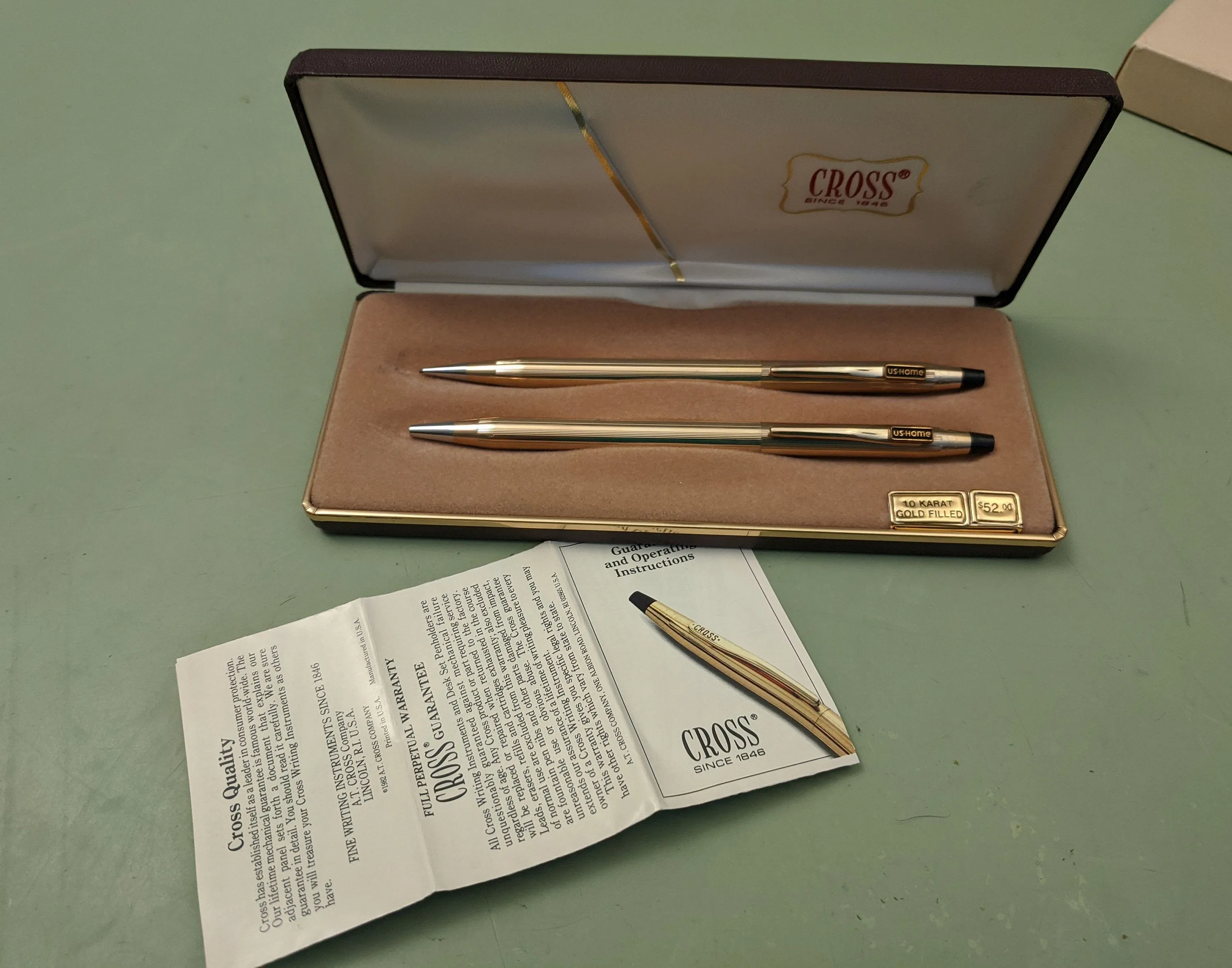 CROSS 10k * Gold Filled Pen Pencil Set With Case & Booklet F*S