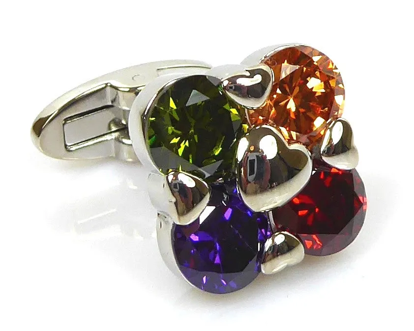 Crystal Flower Shape Cufflinks