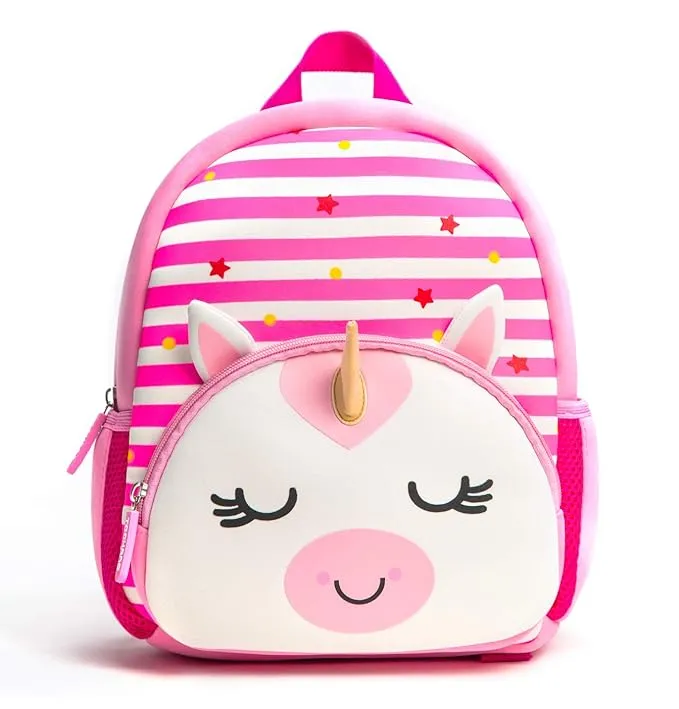 Cute Baby Unicorn Soft Plush Backpack  with Front Pocket for Kids (Pink)