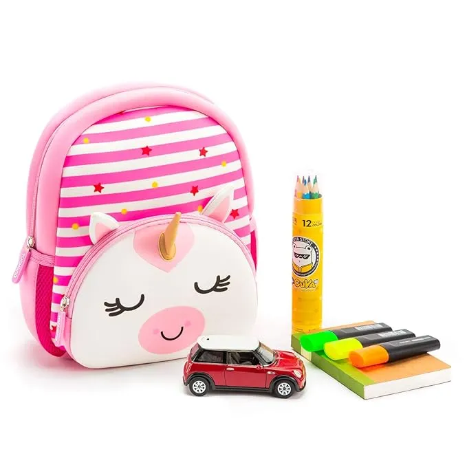 Cute Baby Unicorn Soft Plush Backpack  with Front Pocket for Kids (Pink)