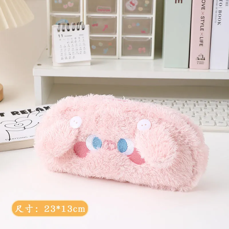 Cute bell pen bag ~ plush, good-looking, niche girl-friendly student large capacity new cartoon stationery bag