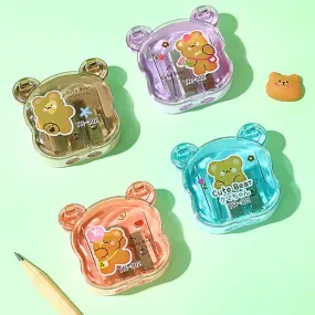 Cute Little Bear Shaped Double Hole Pencil Sharpener