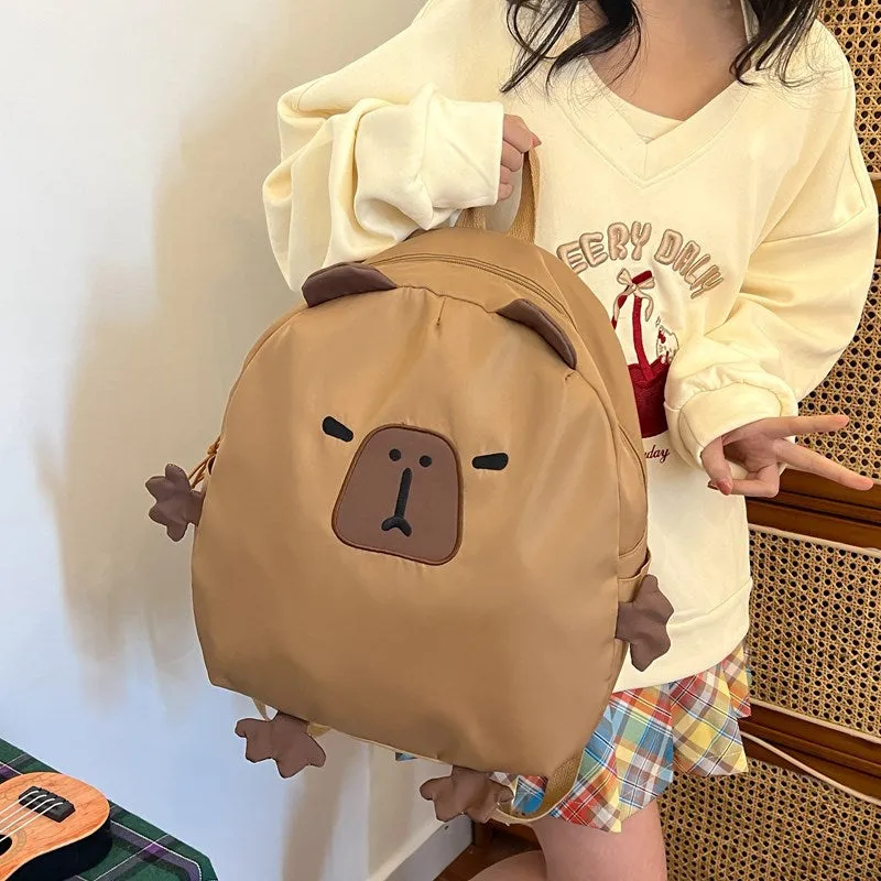 Cute Net Thang-Ga Pibala Backpack Bags Ins Popular Girl Heart Cartoon Capybara Large Capacity Student Schoolbag