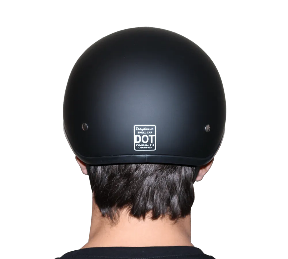 D1-ANS D.O.T. DAYTONA SKULL CAP W/O VISOR - HI-GLOSS BLACK