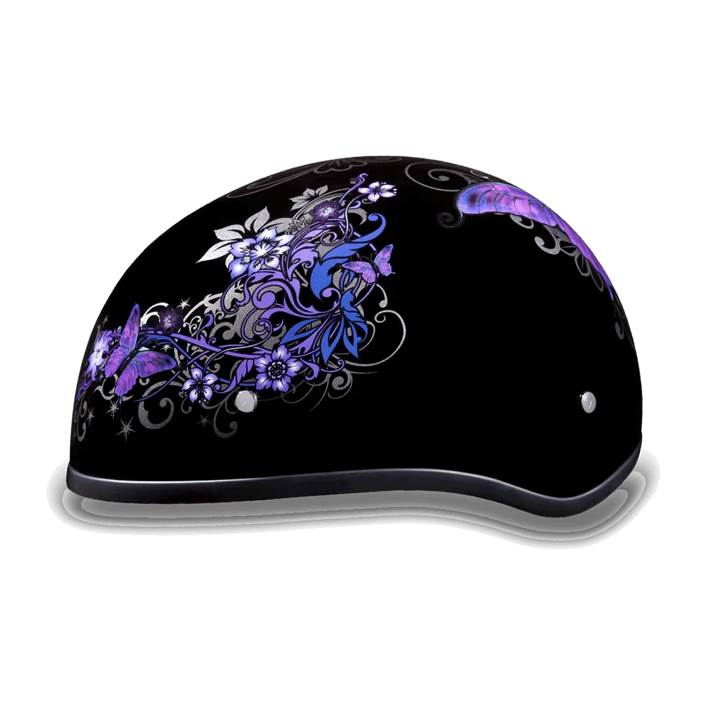 D6-B D.O.T. Daytona Skull Cap - with Purple Butterfly