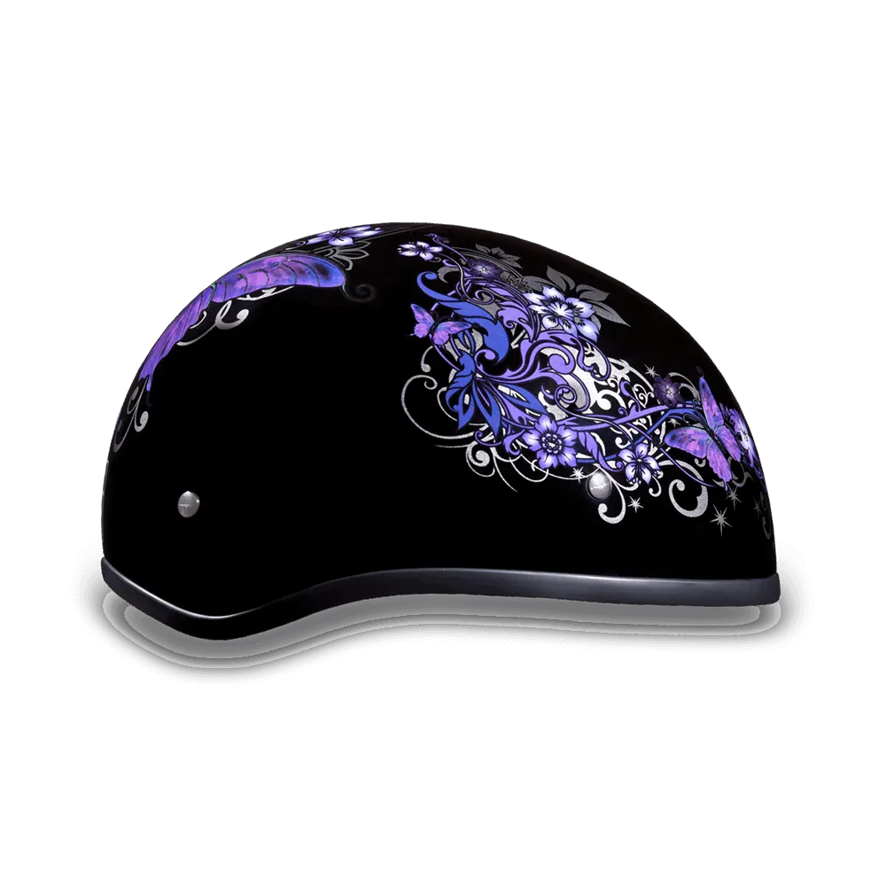 D6-B D.O.T. Daytona Skull Cap - with Purple Butterfly