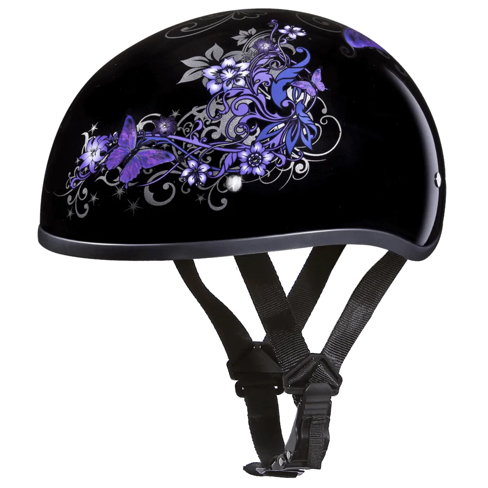 D6-B D.O.T. Daytona Skull Cap - with Purple Butterfly