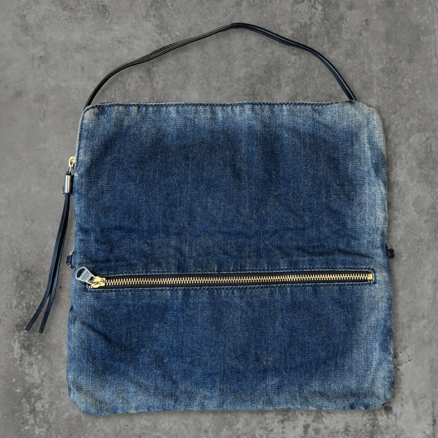 DIESEL STUDDED DENIM SHOULDER BAG