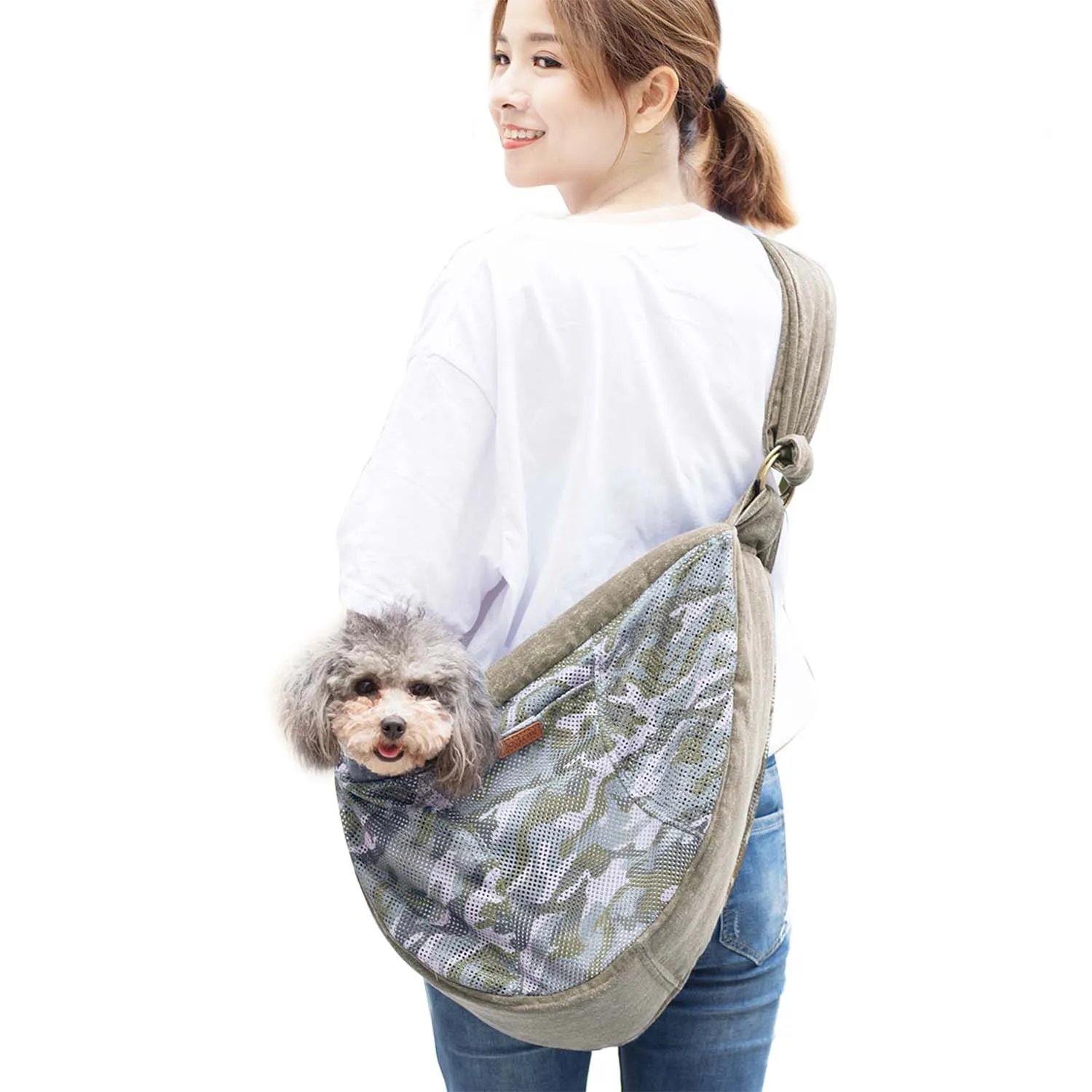 Doglemi Camouflage Pet Sling Bag (Grey)