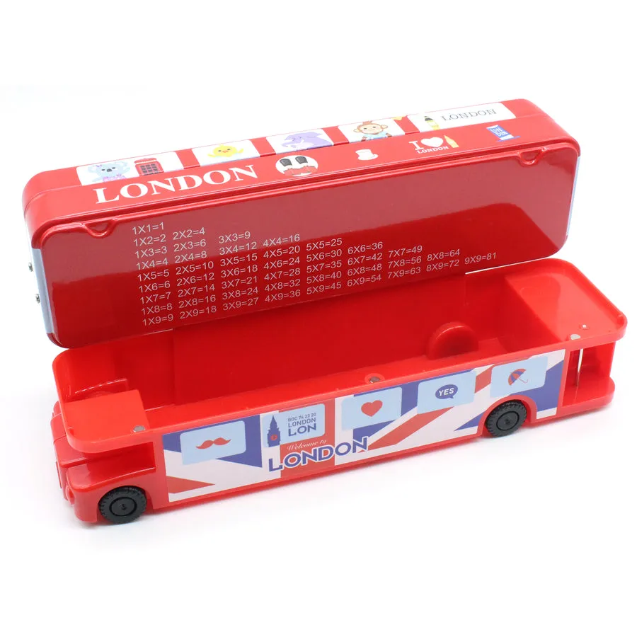 Double Decker Metal Pencil Case with Wheels