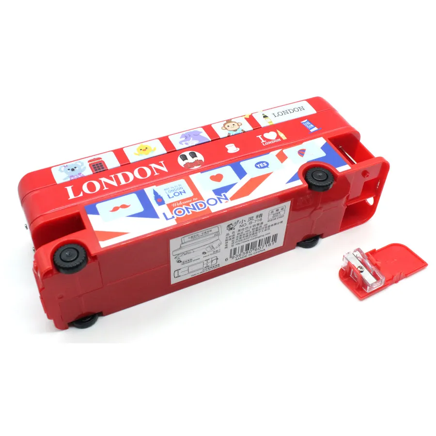 Double Decker Metal Pencil Case with Wheels