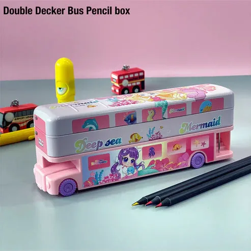 Double Decker Metal Pencil Case with Wheels