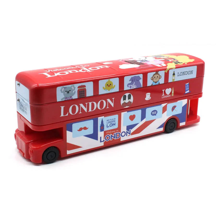 Double Decker Metal Pencil Case with Wheels