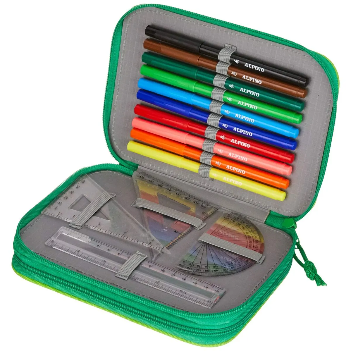 Double Pencil Case Alpino UA000113 Green Multicolour 32 Pieces