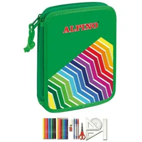 Double Pencil Case Alpino UA000113 Green Multicolour 32 Pieces