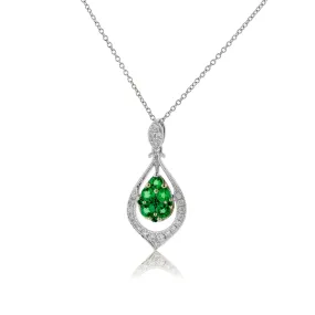 Emerald & Diamond Cluster Style Pendant