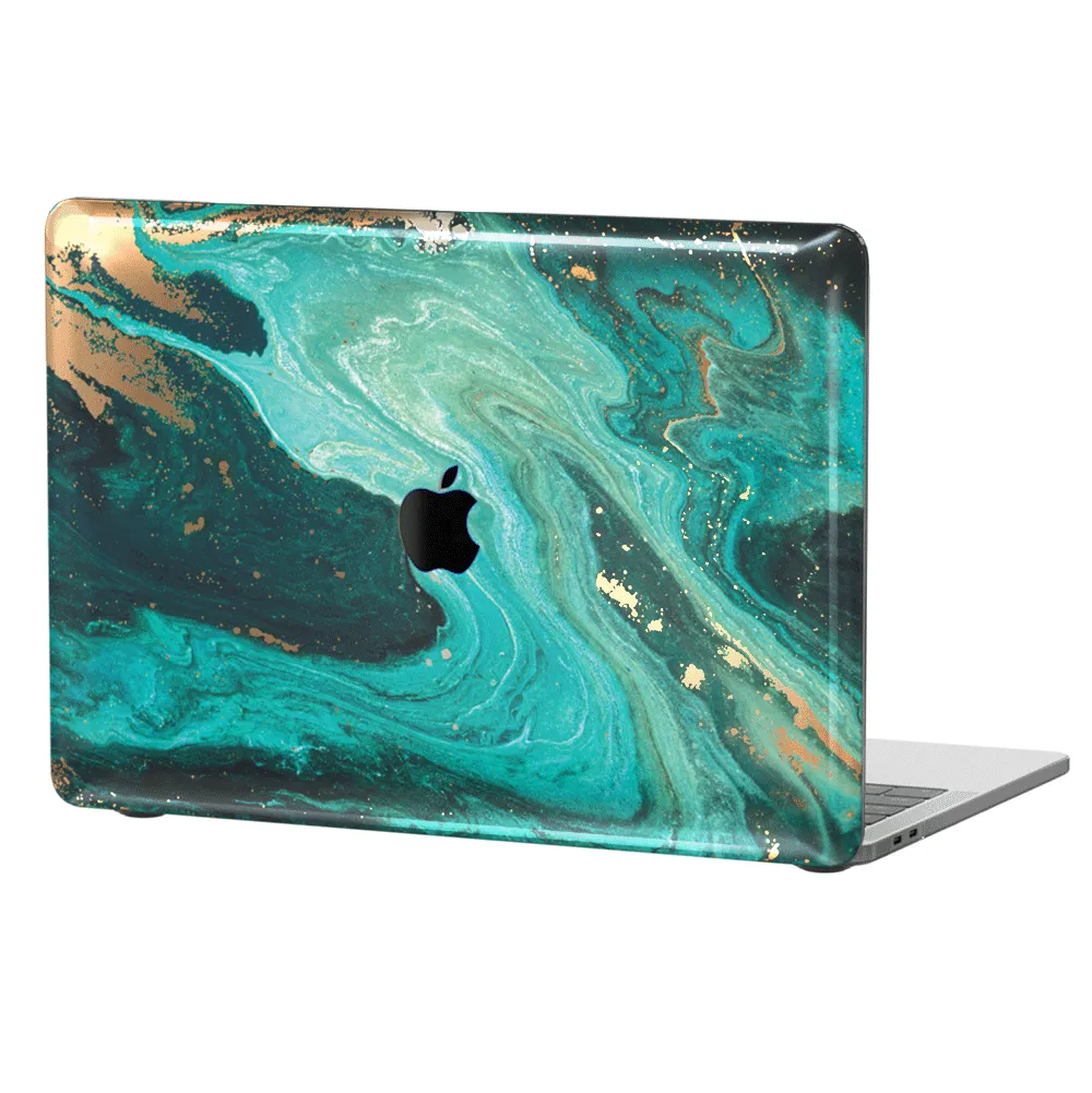 Emerald Gold Marble Macbook Case