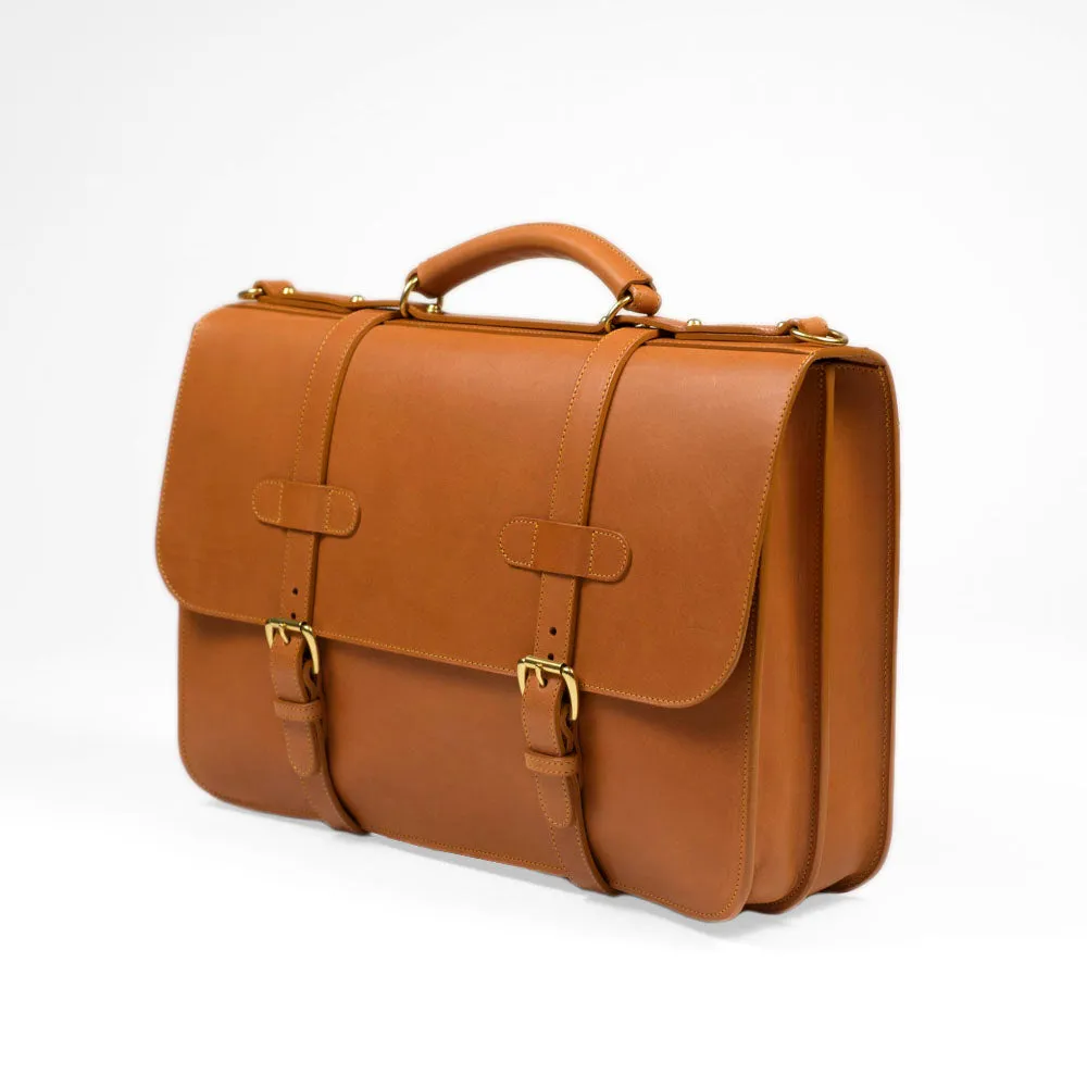 English Briefcase in Tan harness belting leather