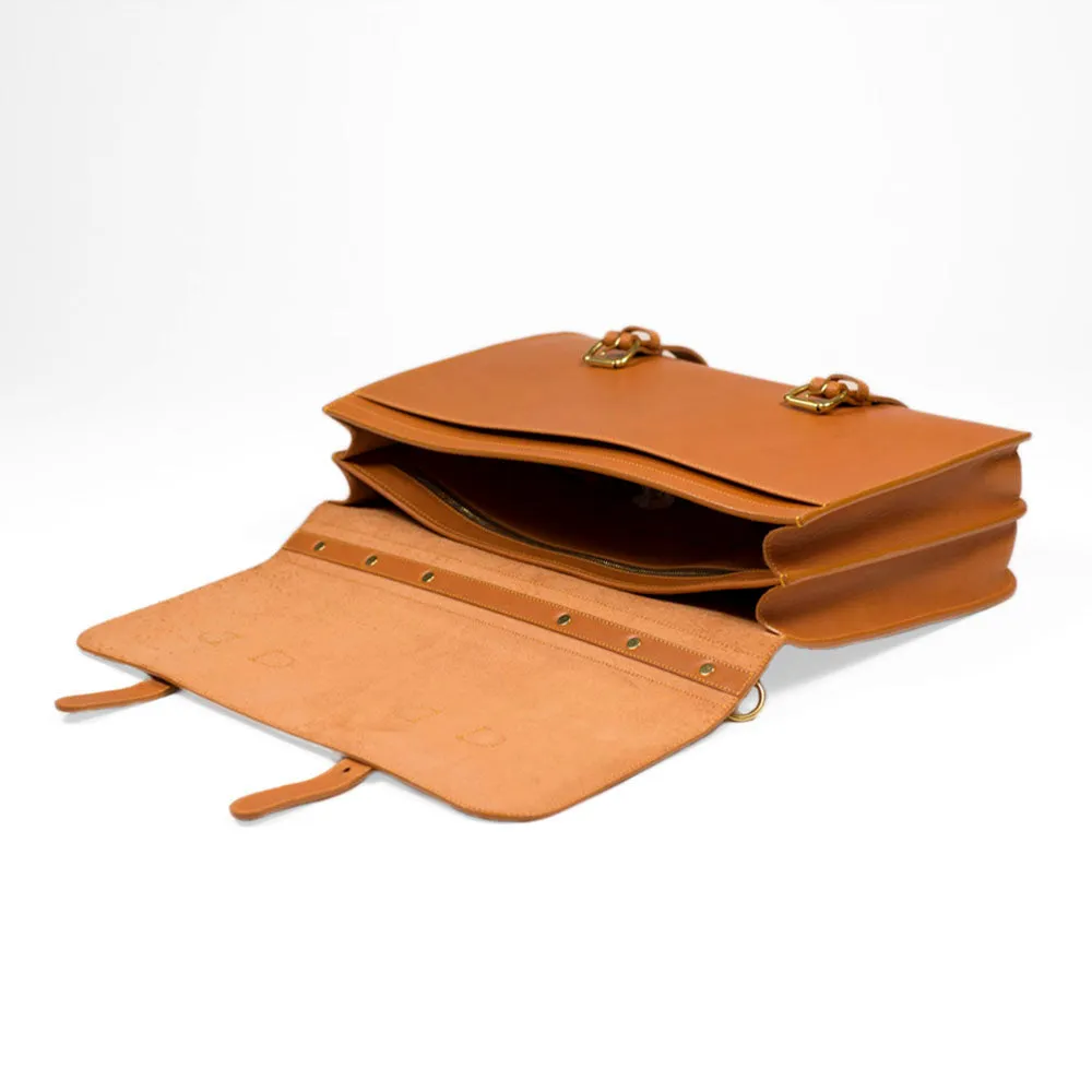 English Briefcase in Tan harness belting leather