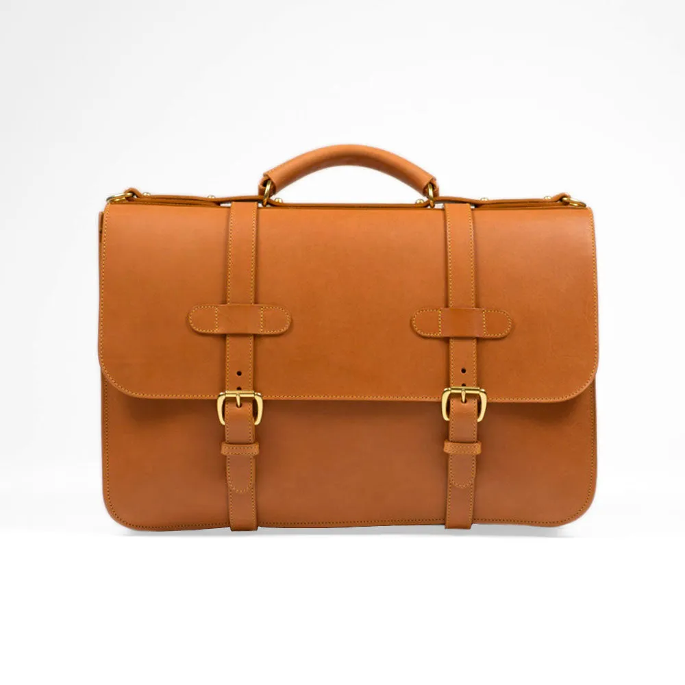 English Briefcase in Tan harness belting leather