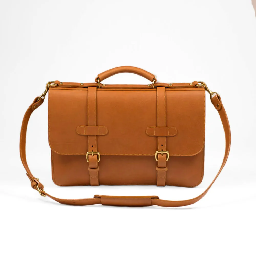 English Briefcase in Tan harness belting leather