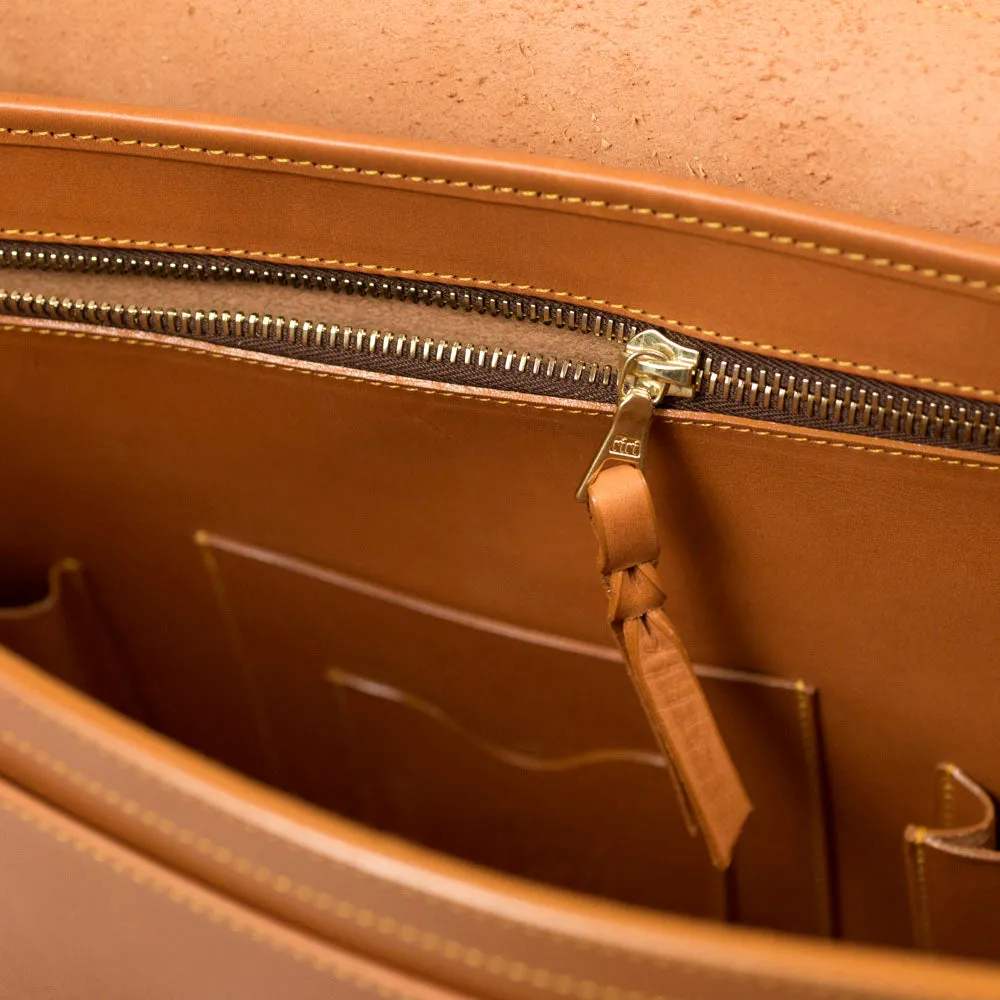 English Briefcase in Tan harness belting leather