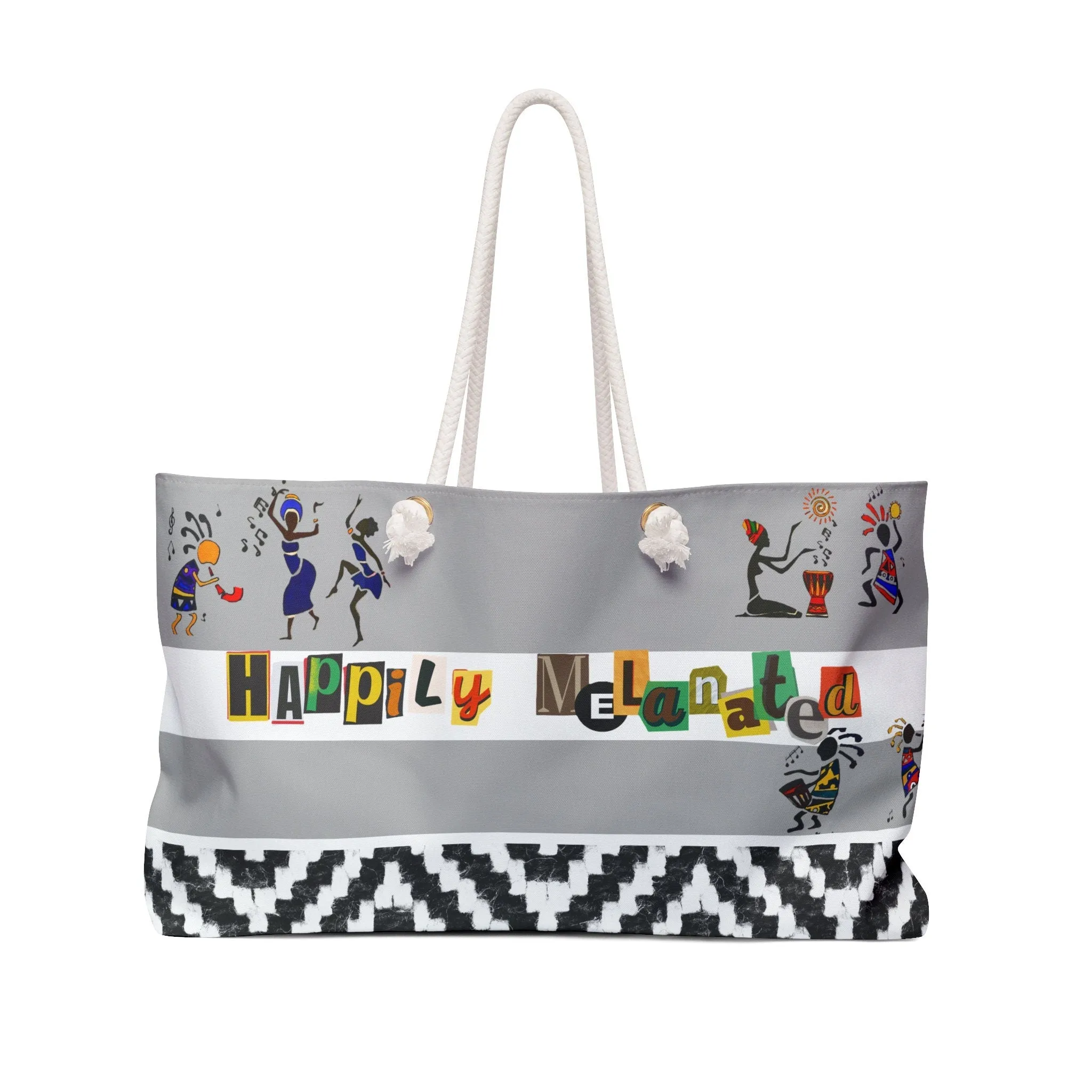 Ethnic Music Art Weekender Bag - Oversized, Durable Tote with Rope Handles for Beach & City Getaways