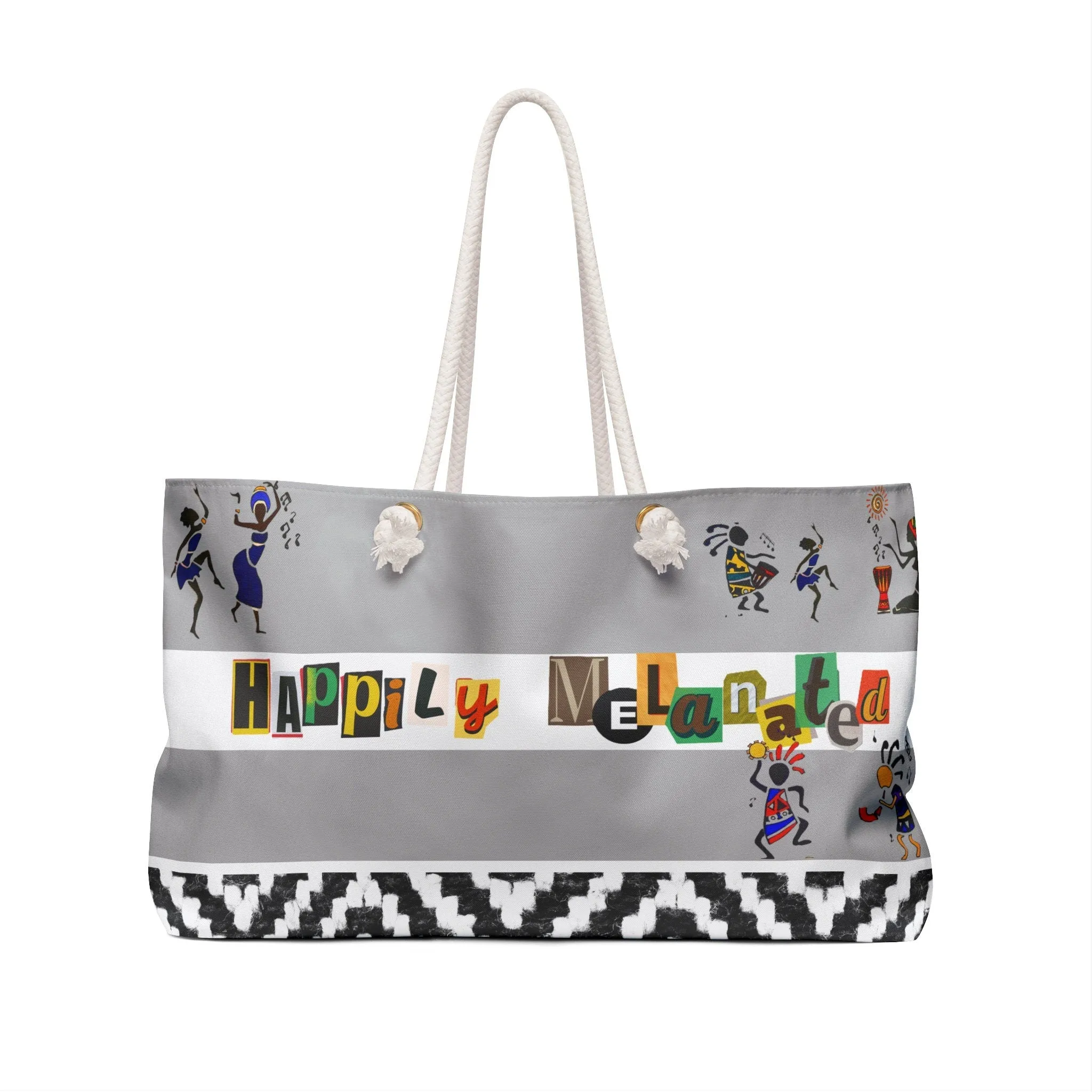 Ethnic Music Art Weekender Bag - Oversized, Durable Tote with Rope Handles for Beach & City Getaways