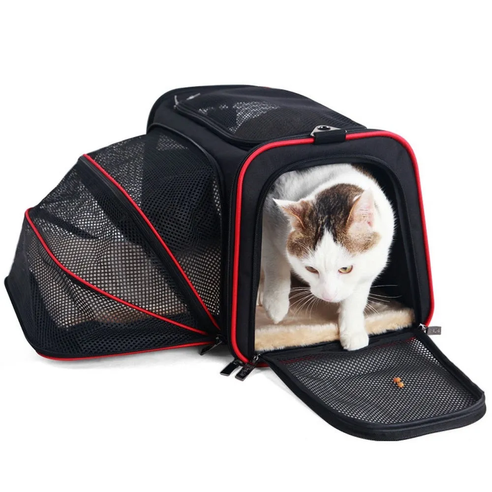 Expandable Pet Carrier Tote Bag Dog Cat Puppy Soft Crate Airline Approved Kennel Car Vehicle Travel Expasion Easy Carry Luggage