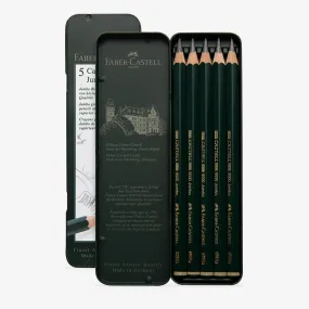 Faber Castell 9000 Jumbo Graphite Pencil Art Tin Set of 5