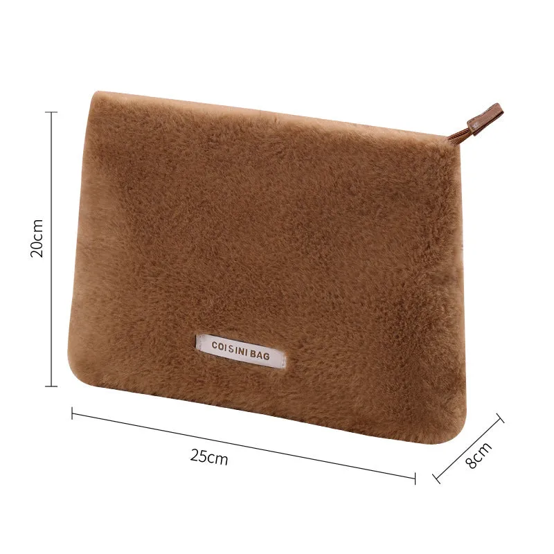 Fashion Plush Cosmetic Bag Travel Portable Skin Care Product Storage Bag Winter Travel Toiletries Storage Bag