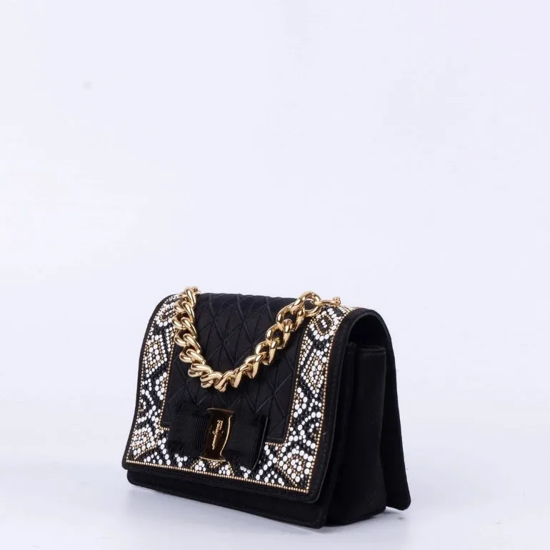 Ferragamo Ginny Studded Top Handle Shoulder Bag