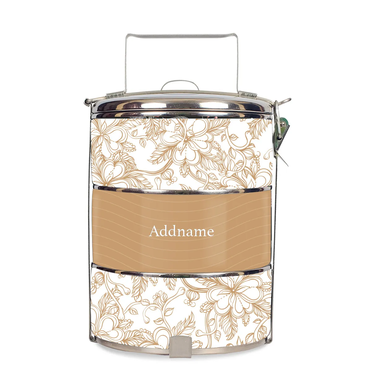 Floral Artline Series 3-Tier Standard Small 12cm Tiffin Carrier [FREE Custom Add Name]