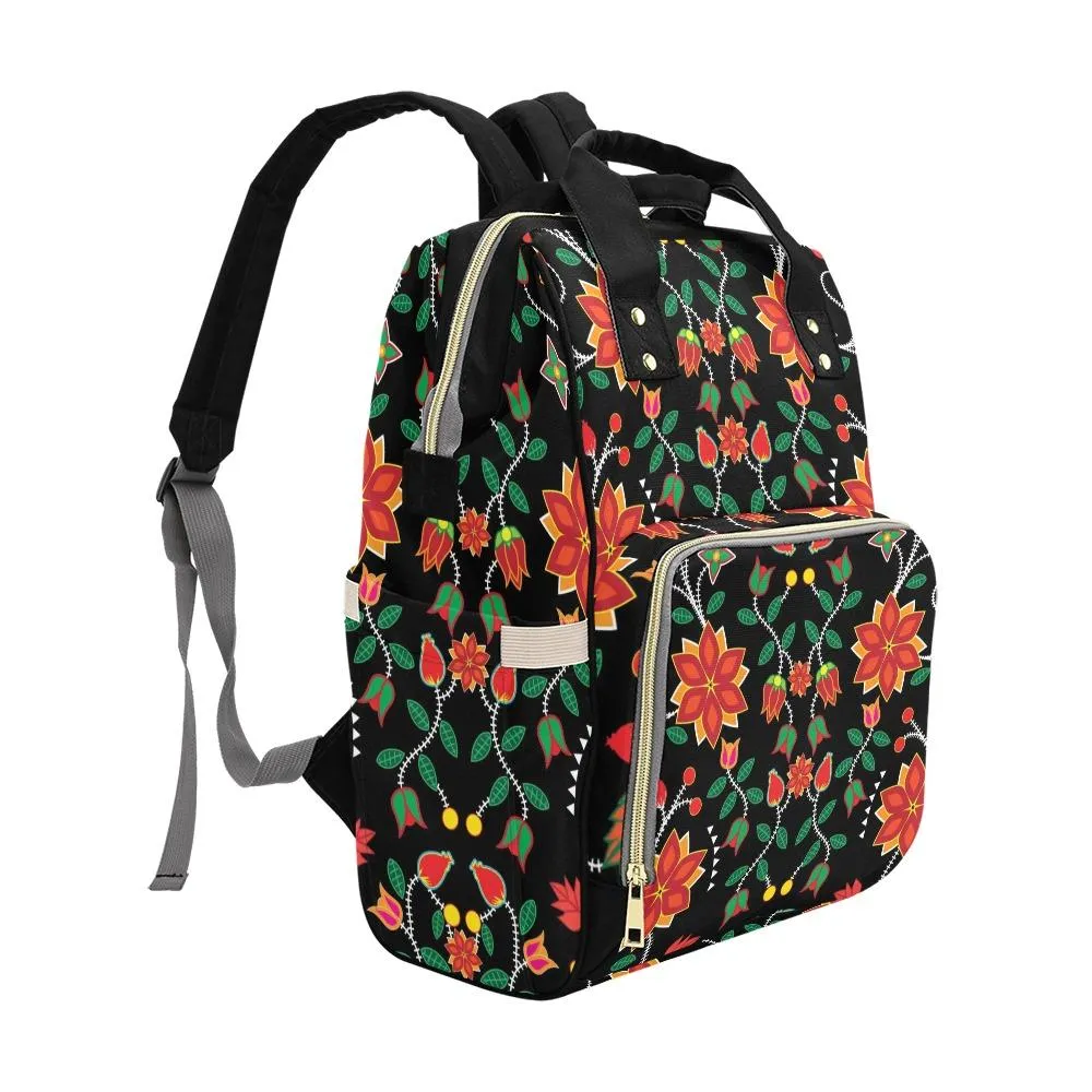 Floral Beadwork Six Bands Multi-Function Diaper Backpack/Diaper Bag