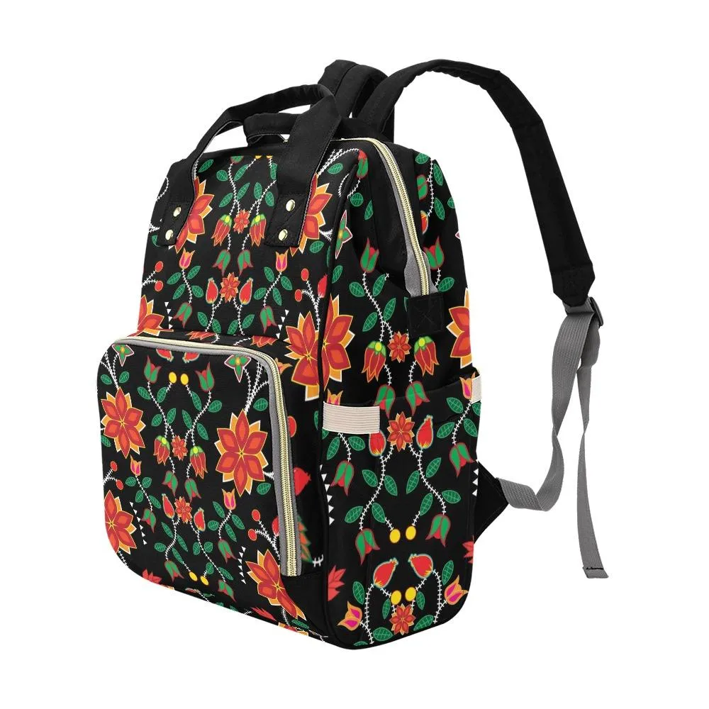 Floral Beadwork Six Bands Multi-Function Diaper Backpack/Diaper Bag