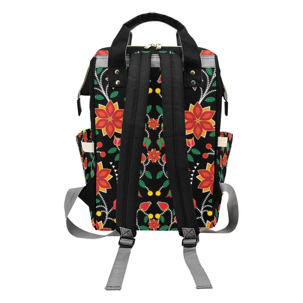 Floral Beadwork Six Bands Multi-Function Diaper Backpack/Diaper Bag