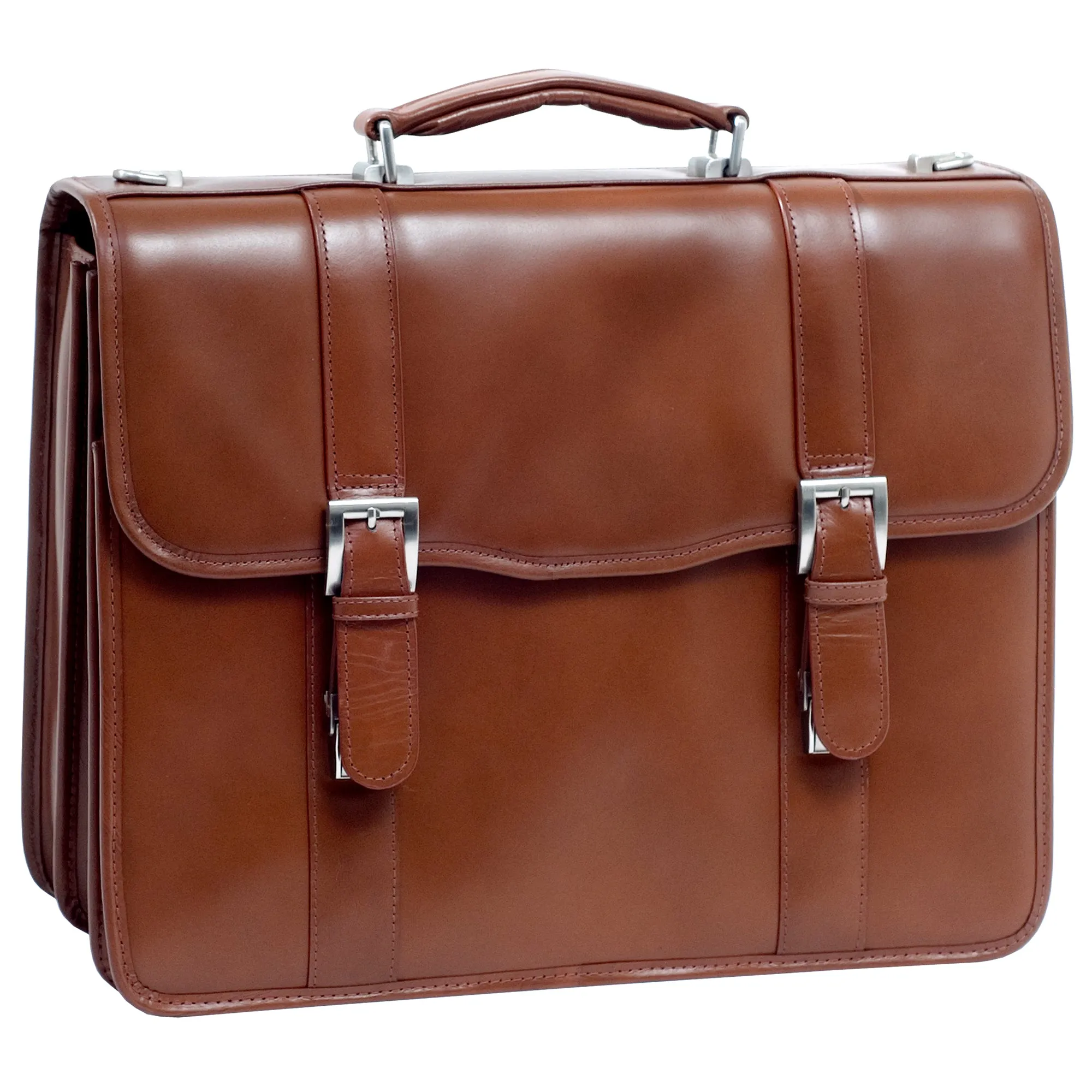 FLOURNOY | 15” Leather Double-Compartment Laptop Briefcase