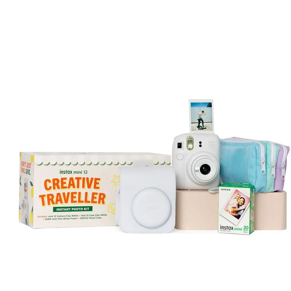 Fujifilm Instax Mini12 Creative Traveller Instant Photo Kit (Clay White)