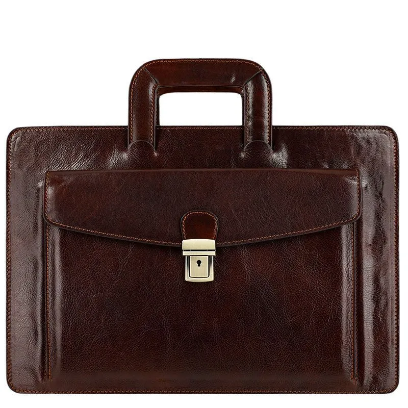 Full Grain Italian Leather Briefcase - The Tempest