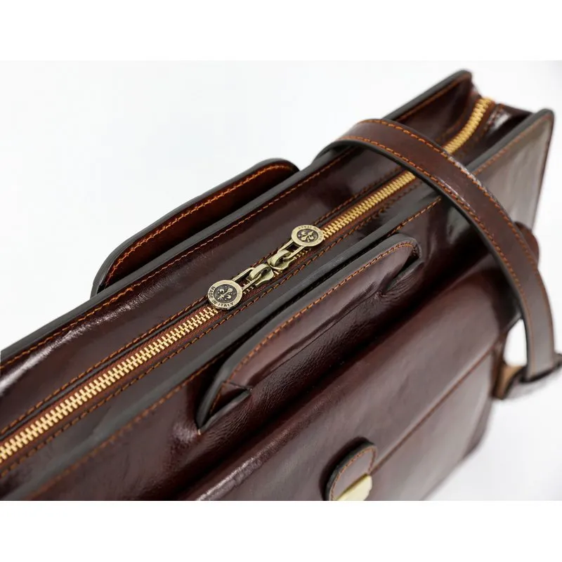 Full Grain Italian Leather Briefcase - The Tempest