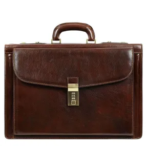 Full Grain Italian Leather Code-lock Briefcase - The Watchmen