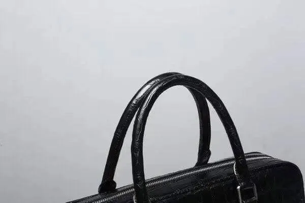 Genuine  Crocodile Leather Zip Around Briefcase Black