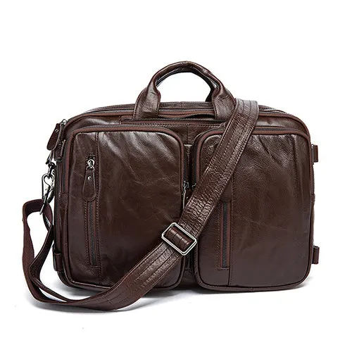 Genuine Leather Large Double Pocket Briefcase